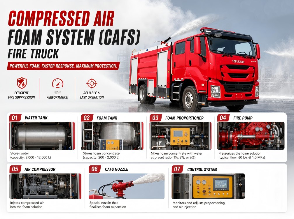 Isuzu foam fire truck working principle