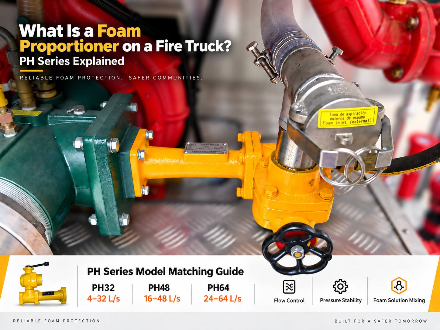 PH series foam proportioner installed on a fire truck PH series foam proportioner installed on a fire truck
